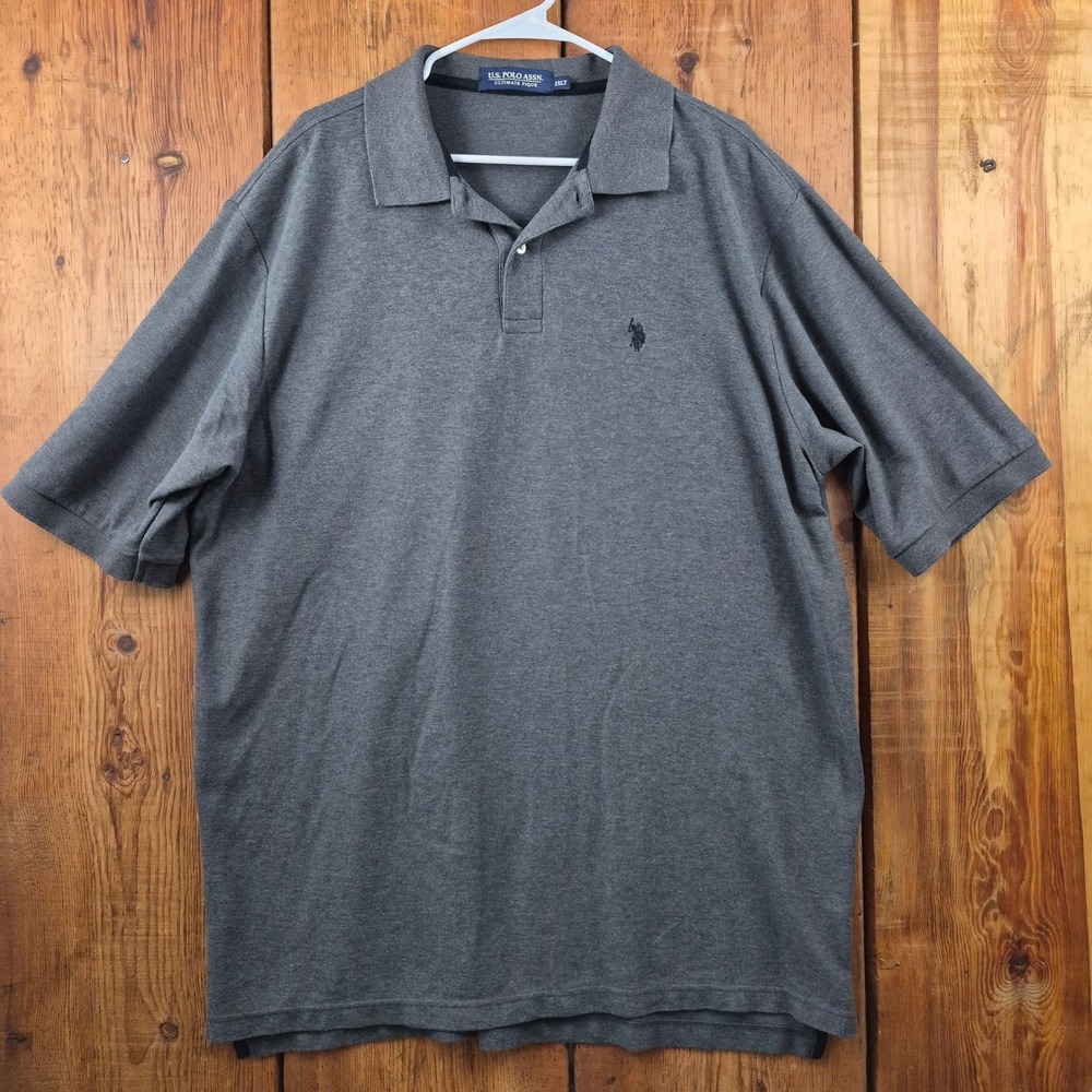 US Polo Assn Men's Ultimate Pique Polo Shirt Gray 2XLT